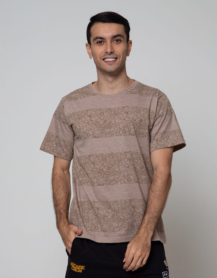 T Zone Short Sleeve T-Shirt Fullprint Aop Graffiti Stripe