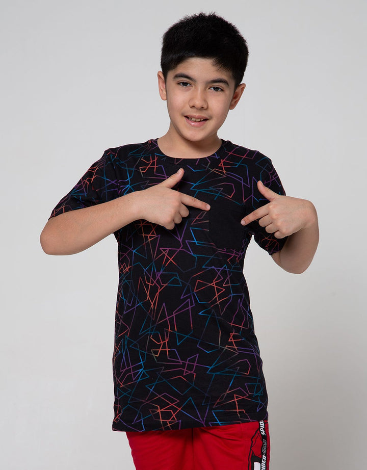 Nevada Short Sleeve T-Shirt Rotary Print Geometri With Pocket