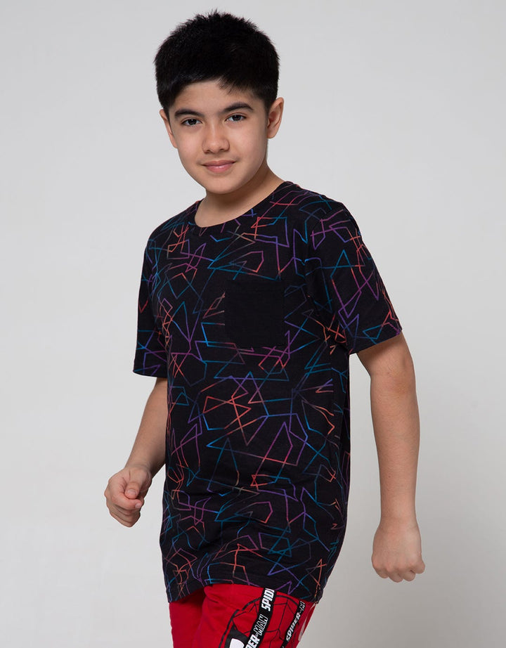 Nevada Short Sleeve T-Shirt Rotary Print Geometri With Pocket