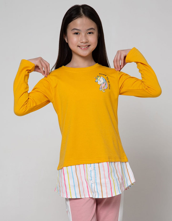 Nevada Long Sleeve T-Shirt Comb Woven Print Unicorn