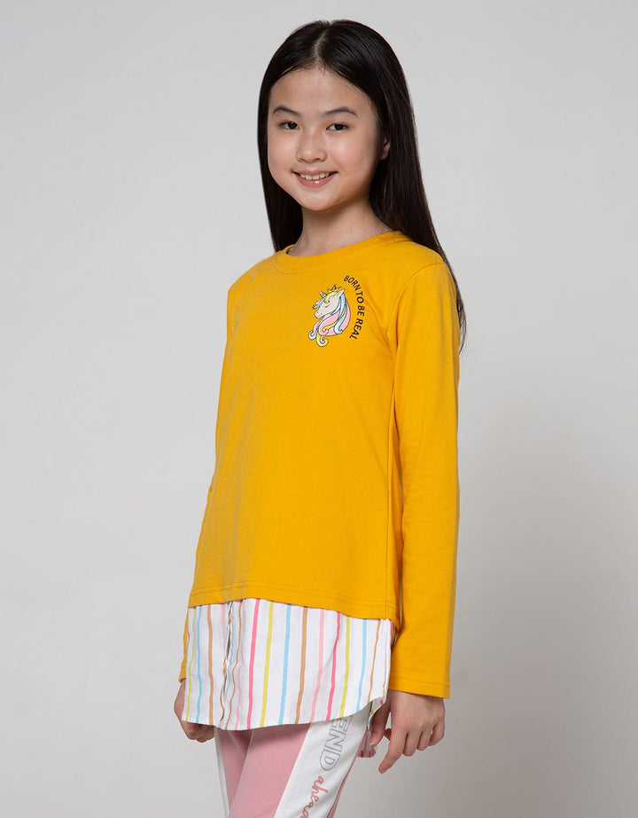 Nevada Long Sleeve T-Shirt Comb Woven Print Unicorn