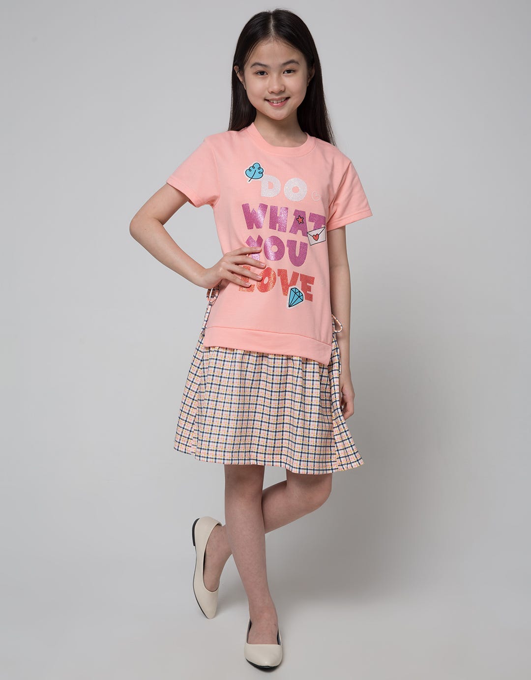 Nevada Short Sleeve Midi Dress Rok Woven Wording Do It
