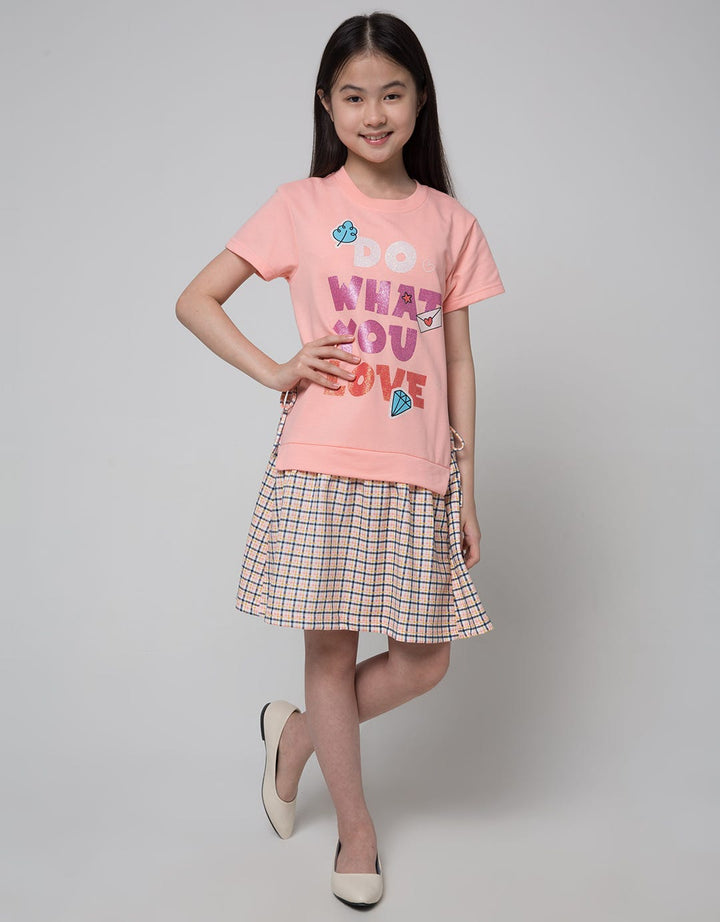Nevada Short Sleeve Midi Dress Rok Woven Wording Do It