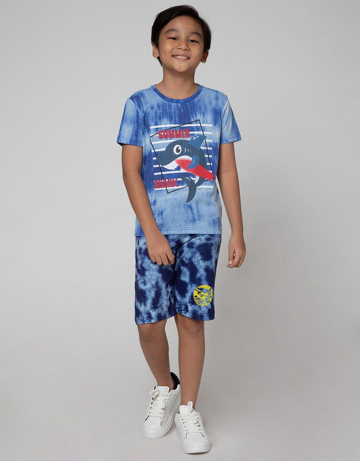 Little M Short Pants Knit Karet Tie Dye Shark
