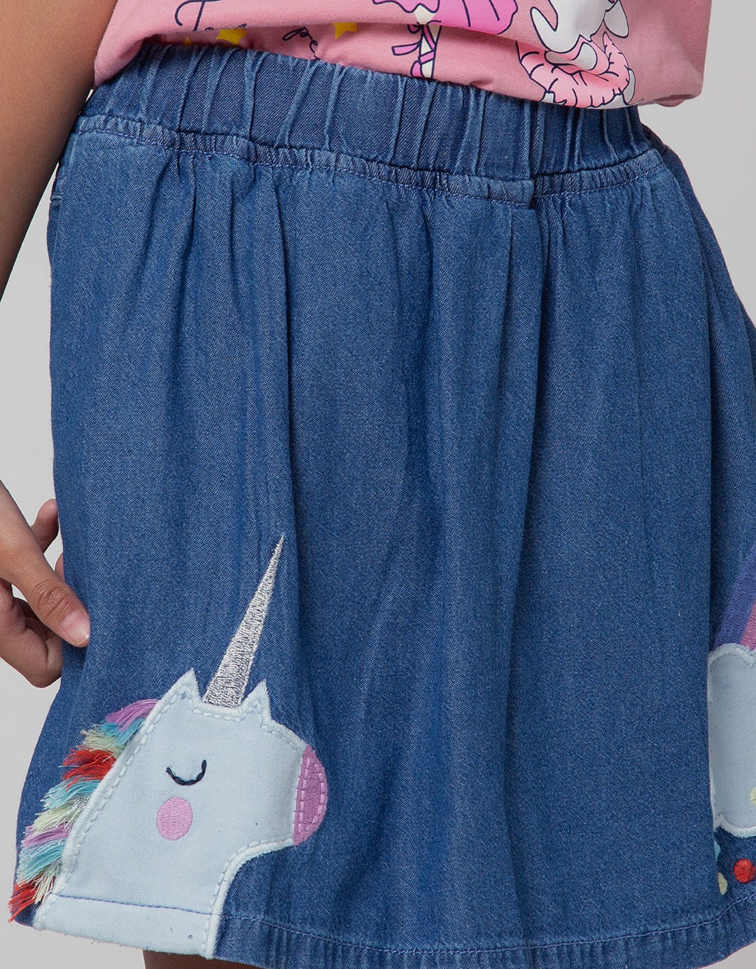Little M Skort Unicorn Rainbow Pompom