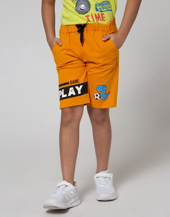 Little M Short Pants Knit Terry Karet Dino Bola