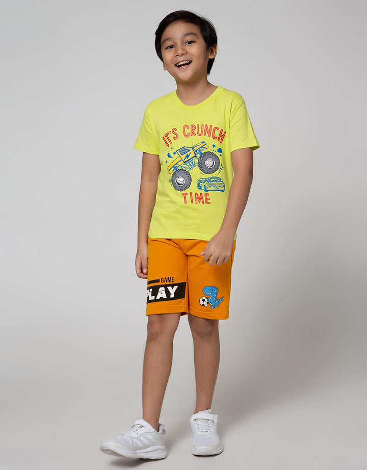 Little M Short Pants Knit Terry Karet Dino Bola