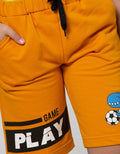 Little M Short Pants Knit Terry Karet Dino Bola