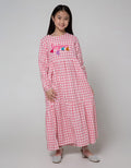 Nevada Long Sleeve Midi Dress Maxi Stacking Print Gingham Bonjour With