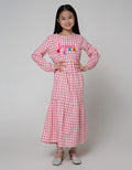 Nevada Long Sleeve Midi Dress Maxi Stacking Print Gingham Bonjour With
