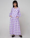 Nevada Long Sleeve Midi Dress Maxi Susun Print Gingham Bordir