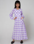 Nevada Long Sleeve Midi Dress Maxi Susun Print Gingham Bordir