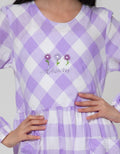 Nevada Long Sleeve Midi Dress Maxi Susun Print Gingham Bordir