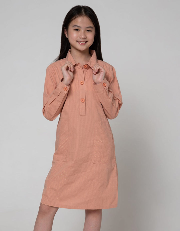 Nevada Long Sleeve Midi Dress Tunik Kerah Kemeja