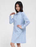 Nevada Long Sleeve Midi Dress Tunic Collar Shirt Pockets