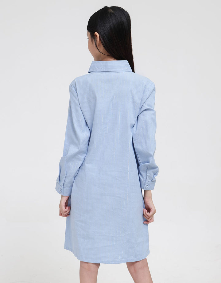 Nevada Long Sleeve Midi Dress Tunik Kerah Kemeja Kantong