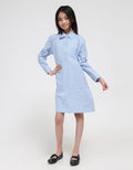 Nevada Long Sleeve Midi Dress Tunic Collar Shirt Pockets