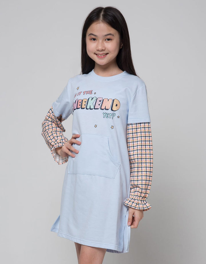 Nevada Long Sleeve Midi Dress Rok Woven Wording Do It