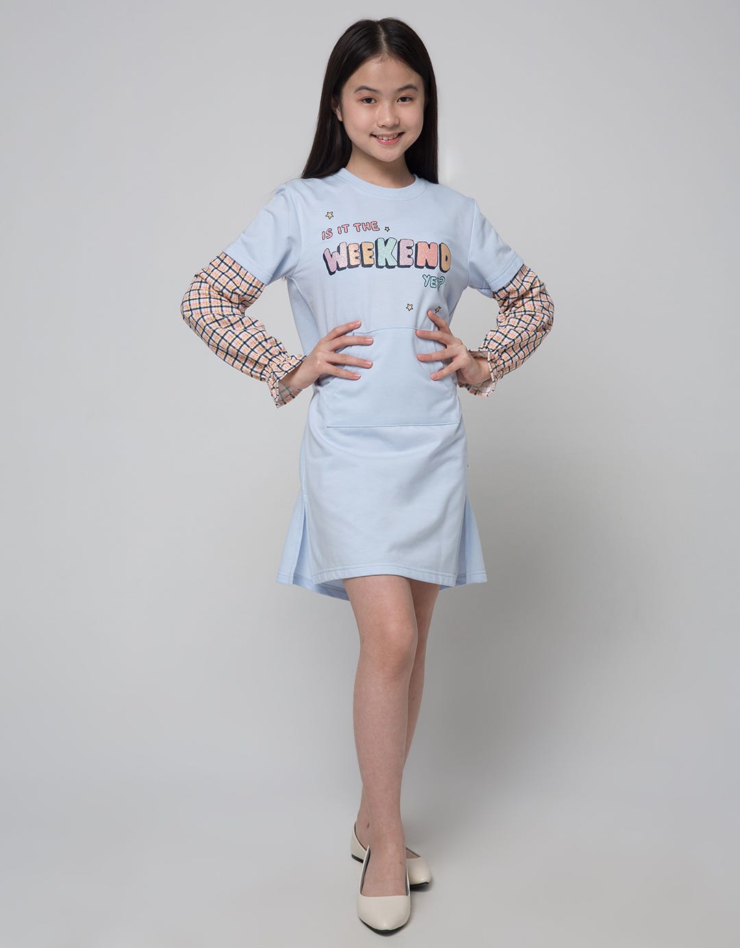 Nevada Long Sleeve Midi Dress Rok Woven Wording Do It