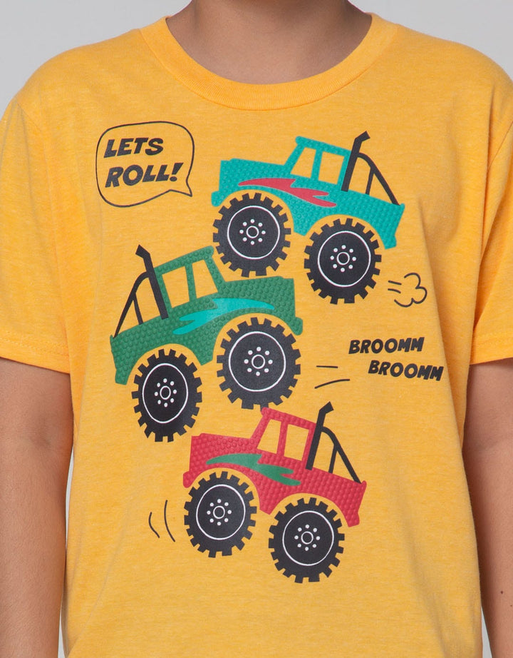 Little M Short Sleeve T-Shirt Lets Roll Car