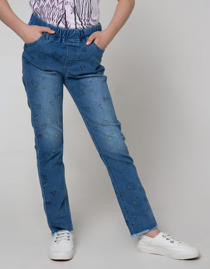 Nevada Denim Long Pants Skinny With Full Print Doodle