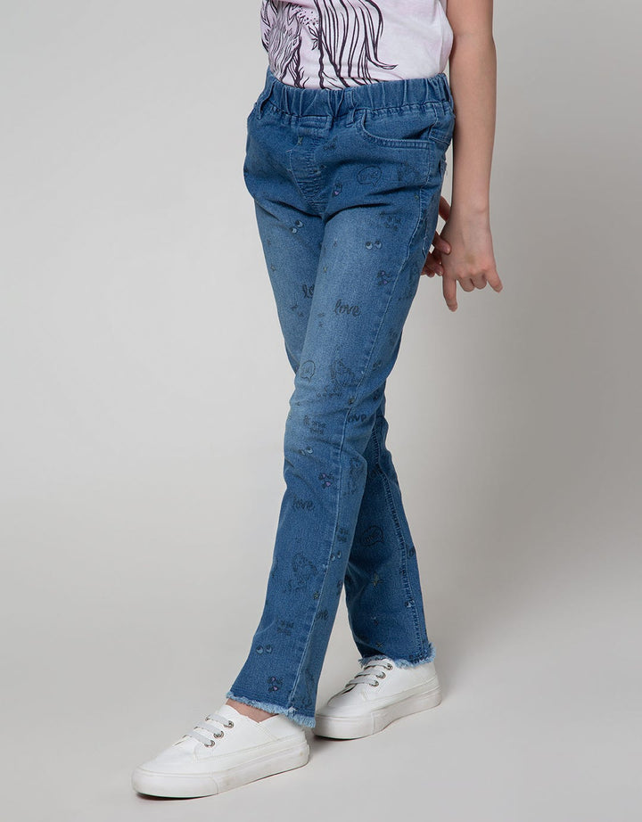Nevada Denim Long Pants Skinny With Full Print Doodle