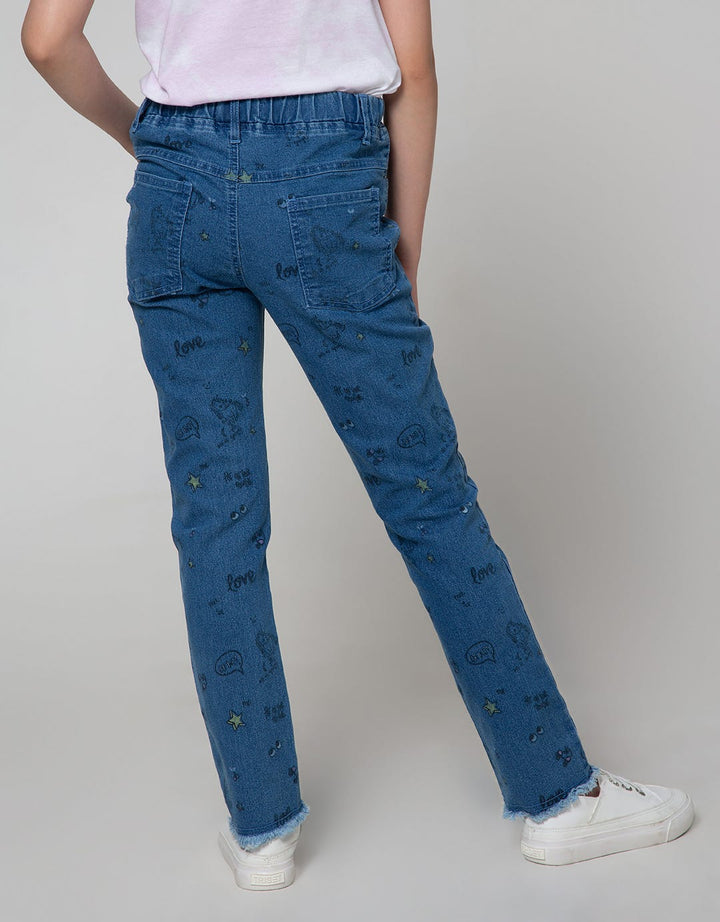 Nevada Denim Long Pants Skinny With Full Print Doodle