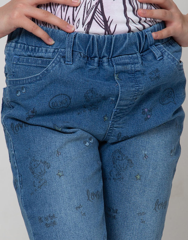 Nevada Denim Long Pants Skinny With Full Print Doodle