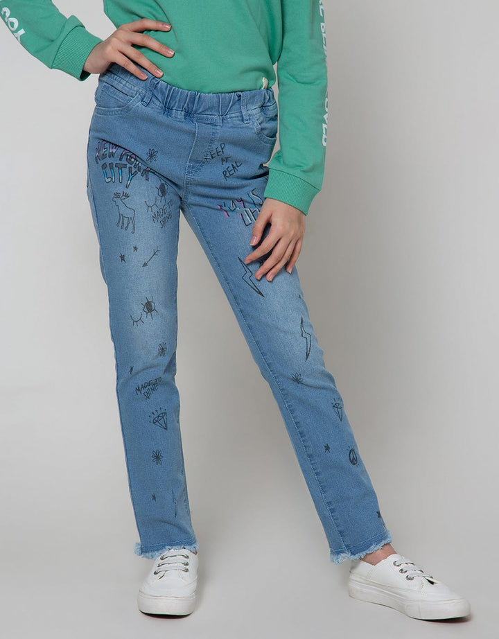 Nevada Denim Long Pants Basic With Print New York