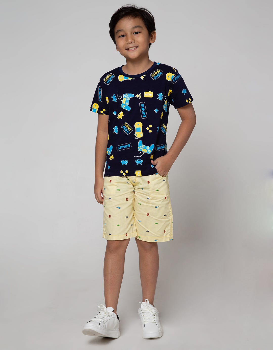 Little M Short Pants Woven Stripe Helicopter