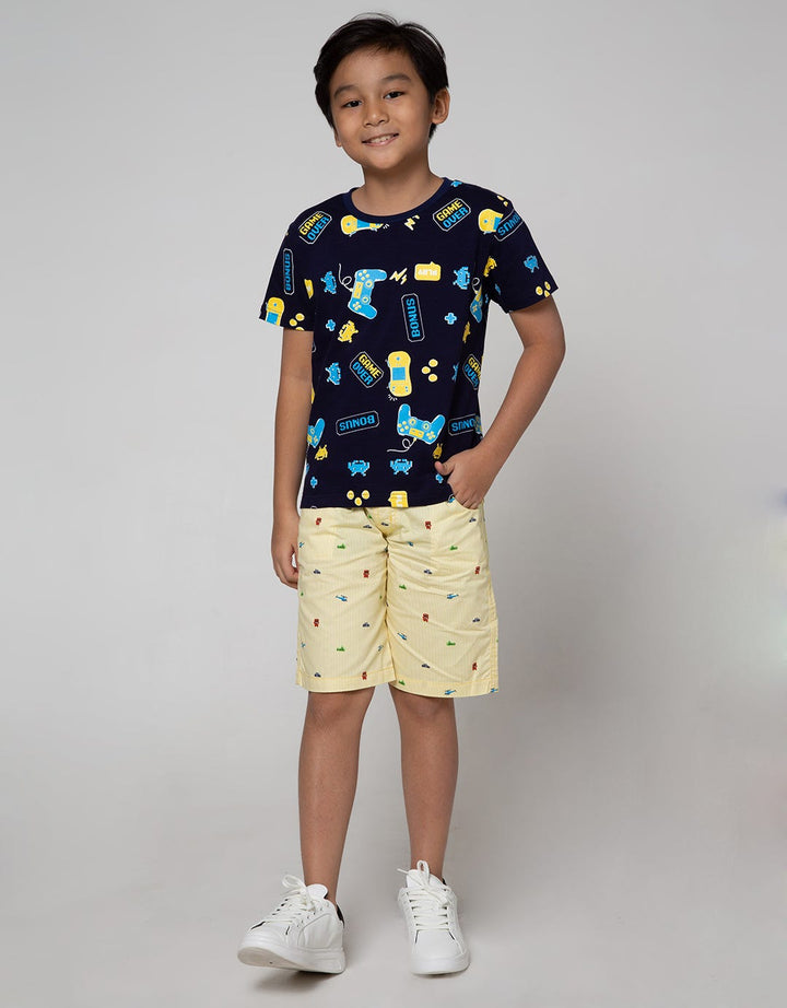 Little M Short Pants Woven Stripe Helicopter