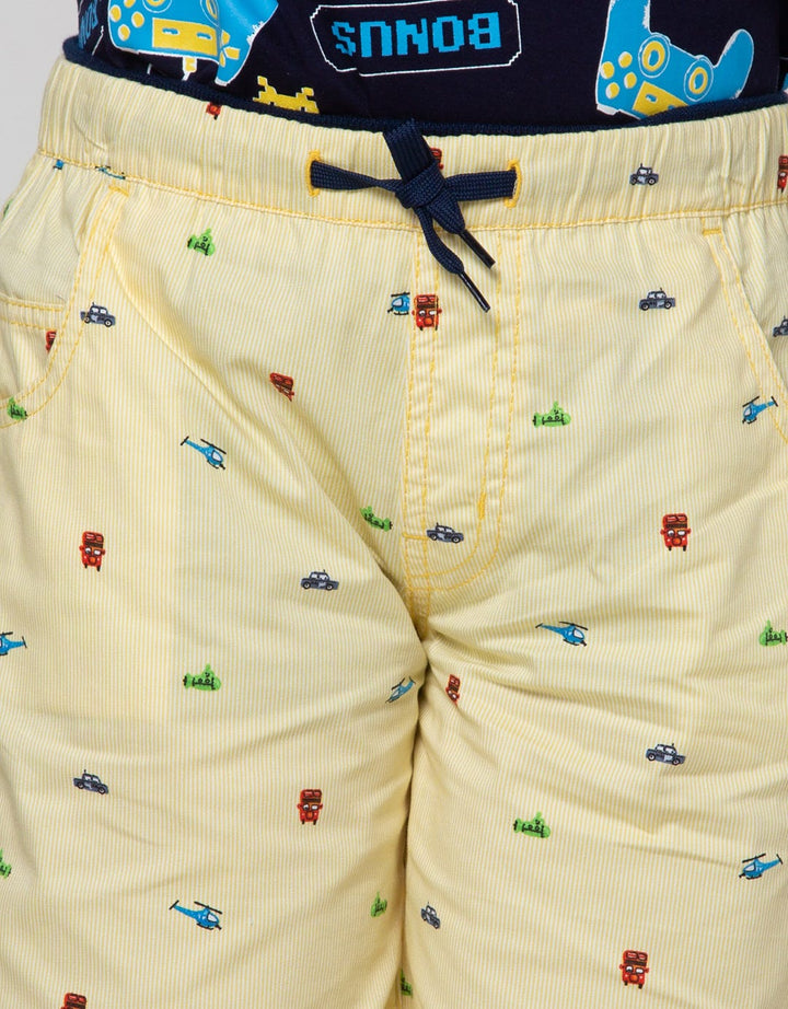 Little M Short Pants Woven Stripe Helicopter