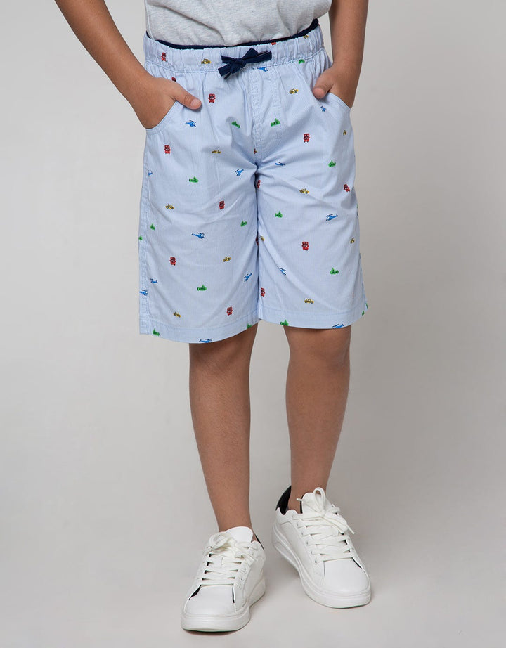 Little M Short Pants Woven Stripe Helicopter