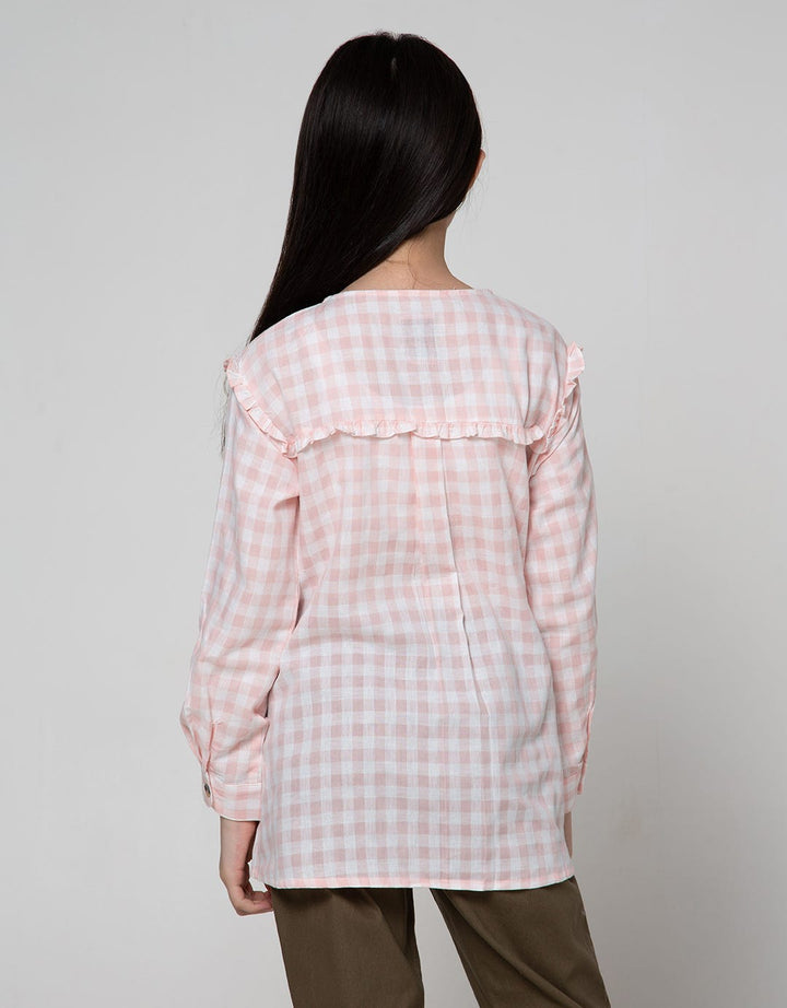 Nevada Long Sleeve Shirt Checks Big Collar With Embro Heart