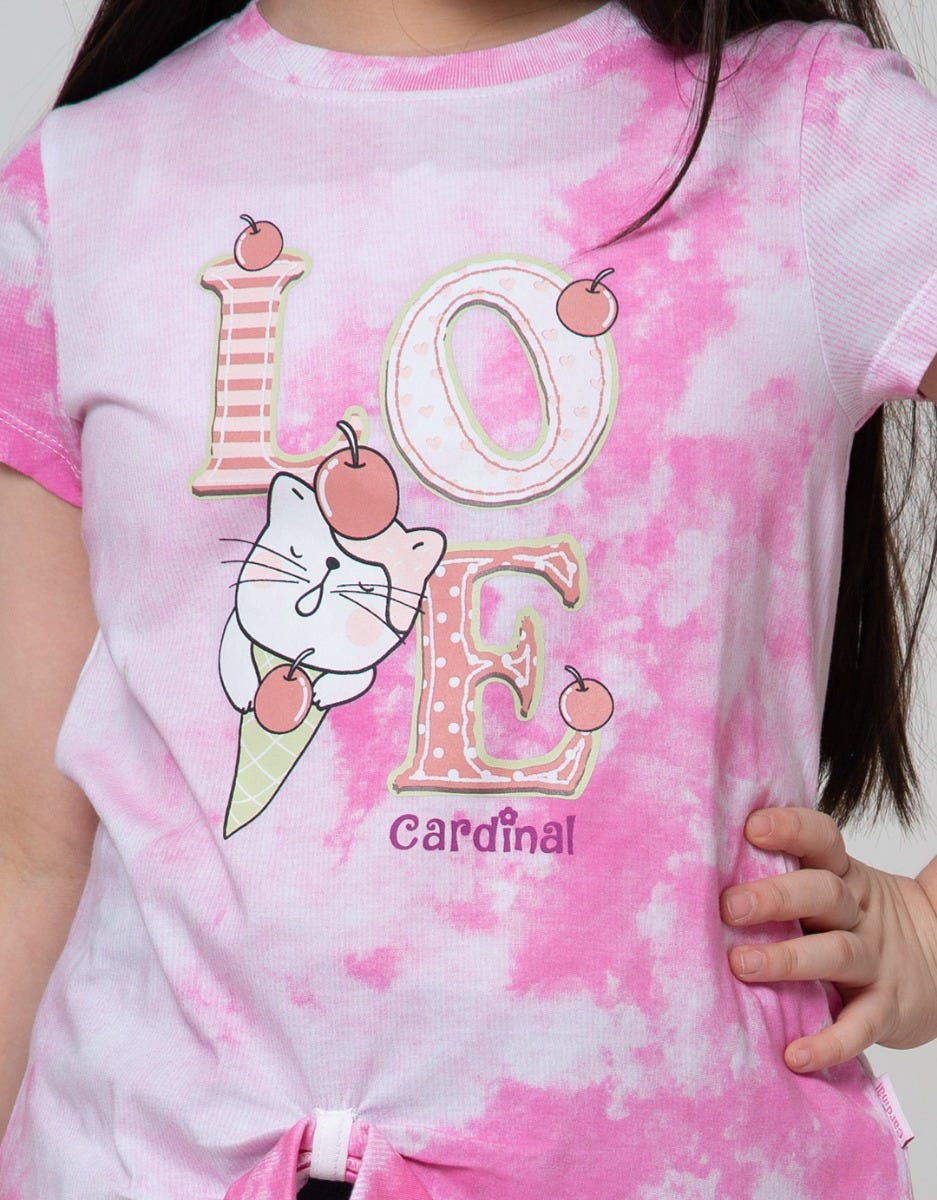 Cardinal Kids Girl Meow Tie Dye Kaos Anak