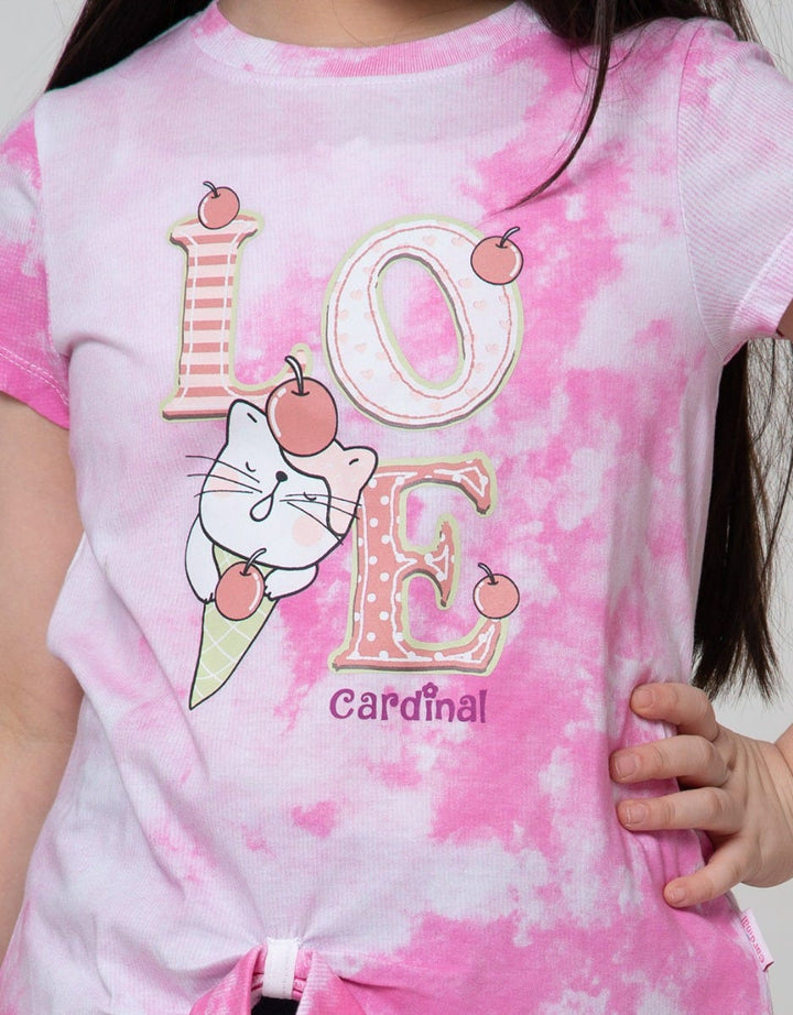 Cardinal Kids Girl Meow Tie Dye Kaos Anak