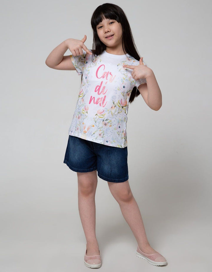 Cardinal Kids Girl Wording Leaf Kaos Anak