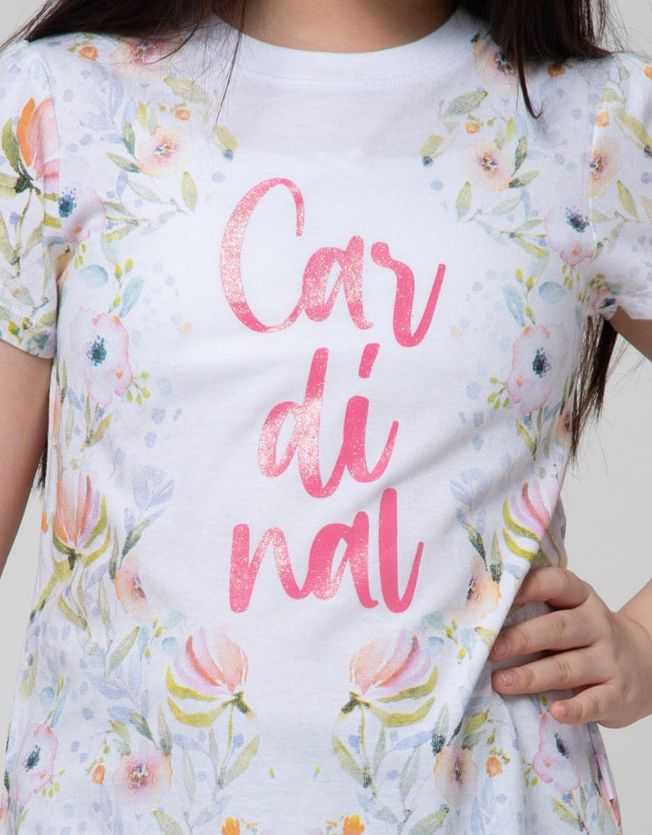 Cardinal Kids Girl Wording Leaf Kaos Anak