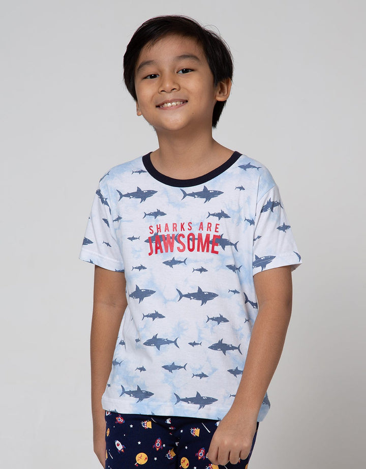 Little M Short Sleeve T-Shirt Print Shark Tie Dyed