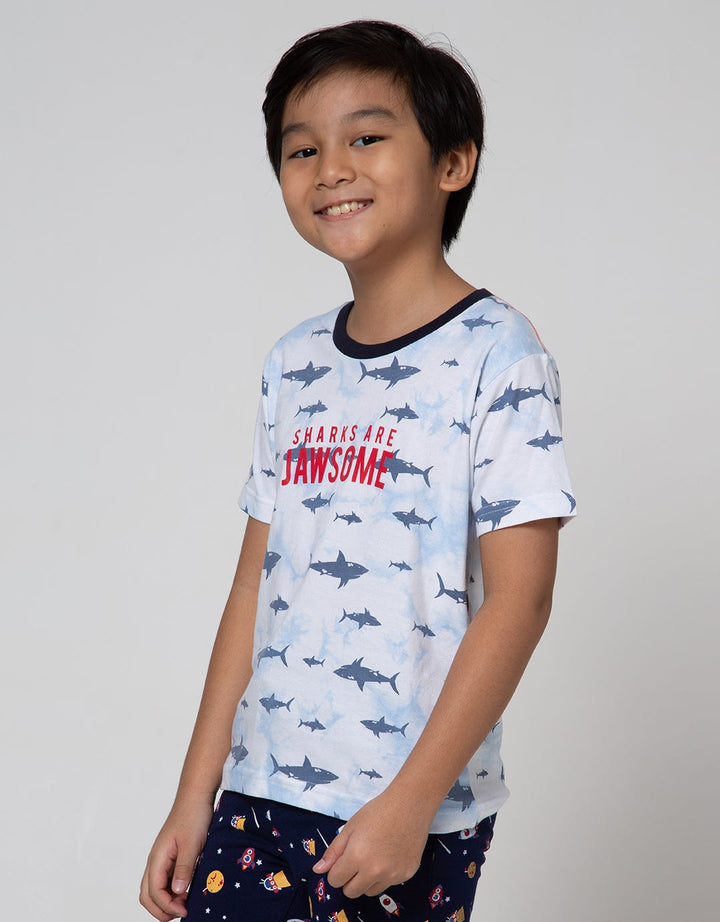 Little M Short Sleeve T-Shirt Print Shark Tie Dyed