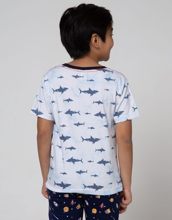 Little M Short Sleeve T-Shirt Print Shark Tie Dyed
