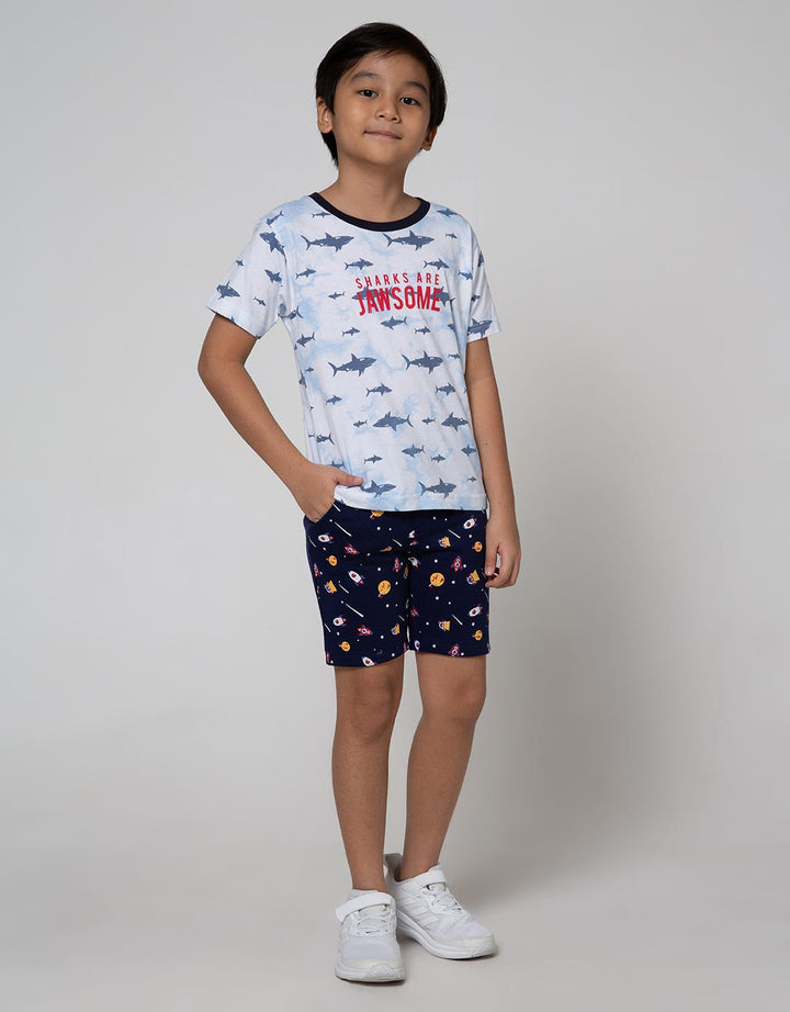Little M Short Sleeve T-Shirt Print Shark Tie Dyed