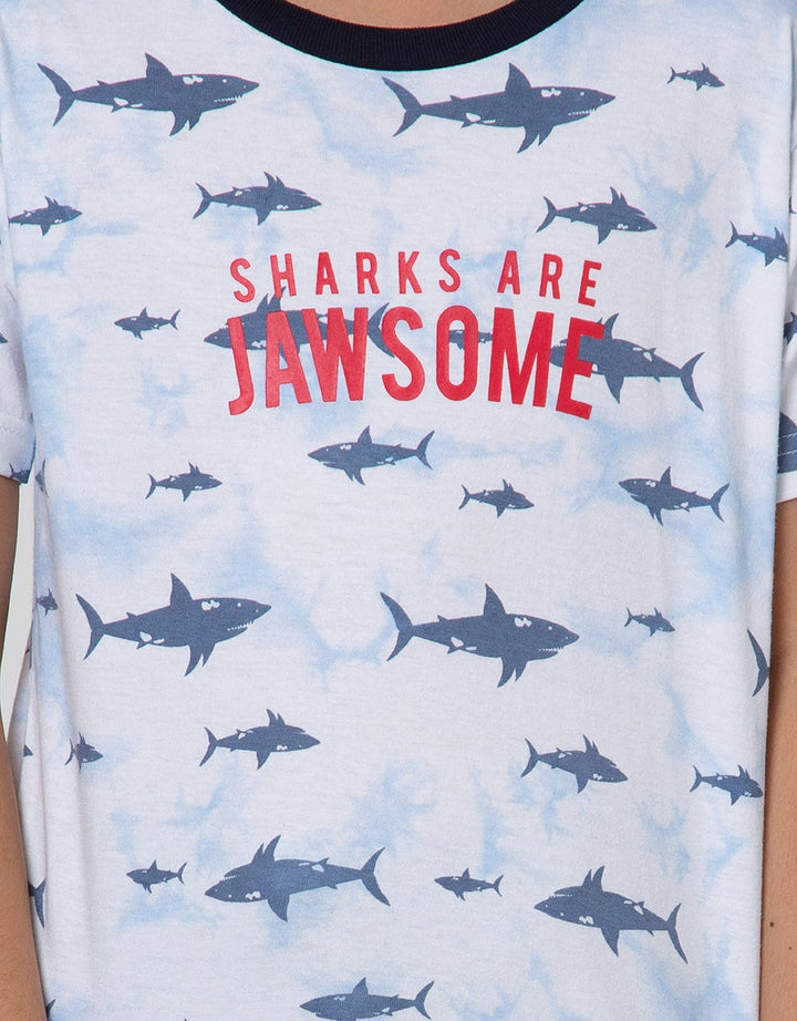 Little M Short Sleeve T-Shirt Print Shark Tie Dyed