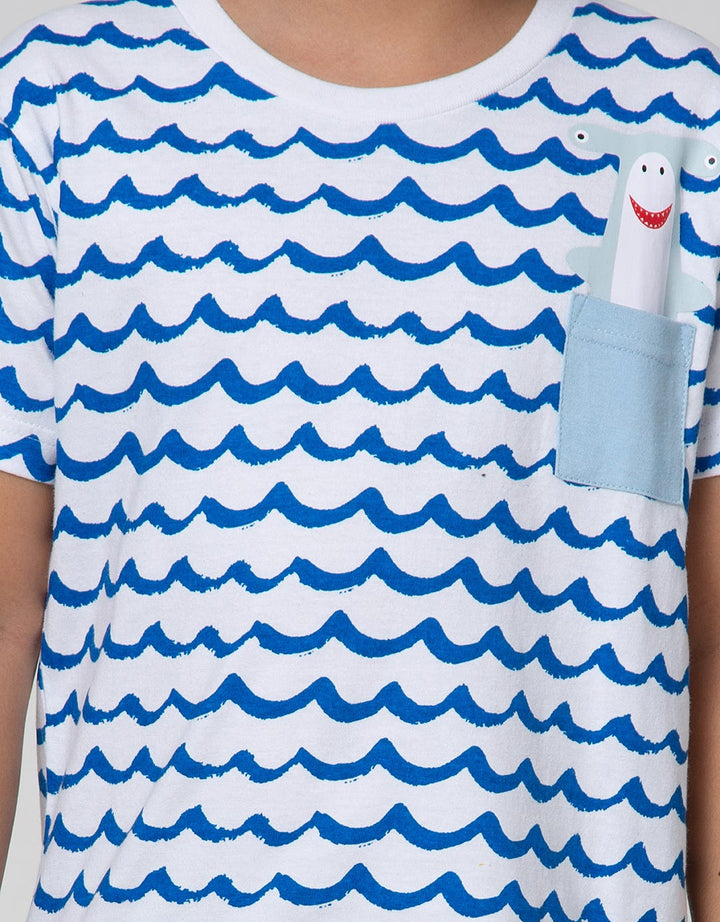 Little M Short Sleeve T-Shirt Print Shark Ombak