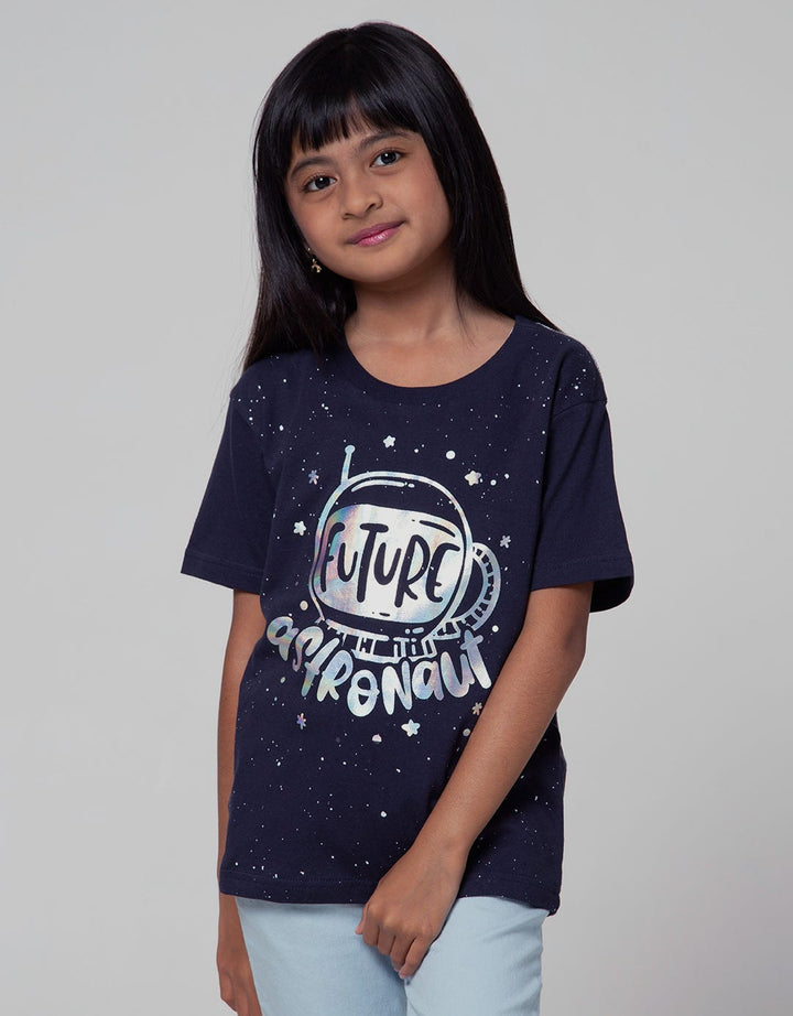 Little M Short Sleeve T-Shirt Splash Astronot Foil