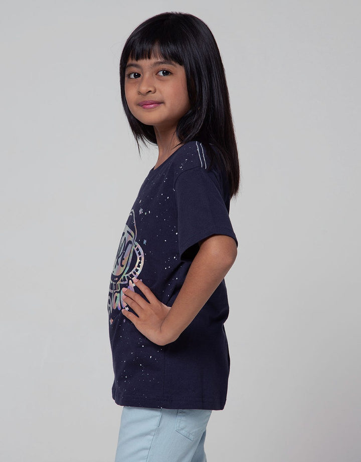 Little M Short Sleeve T-Shirt Splash Astronot Foil