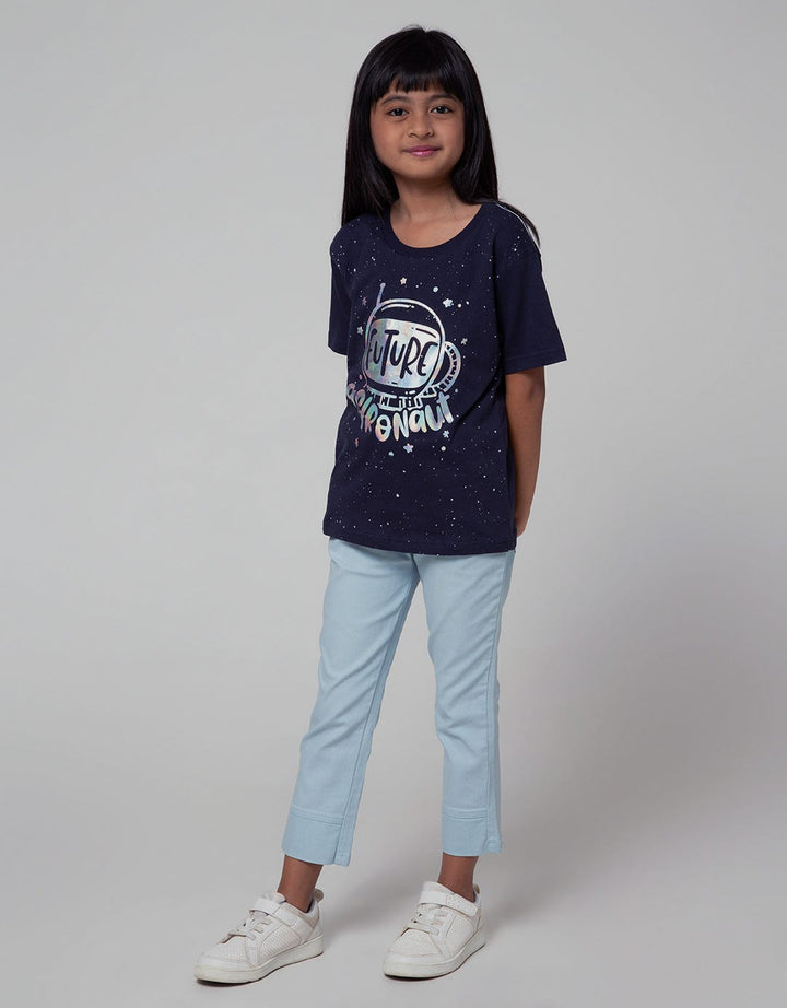 Little M Short Sleeve T-Shirt Splash Astronot Foil