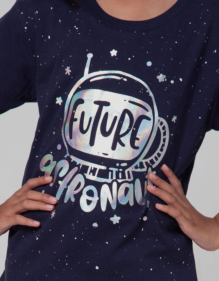 Little M Short Sleeve T-Shirt Splash Astronot Foil