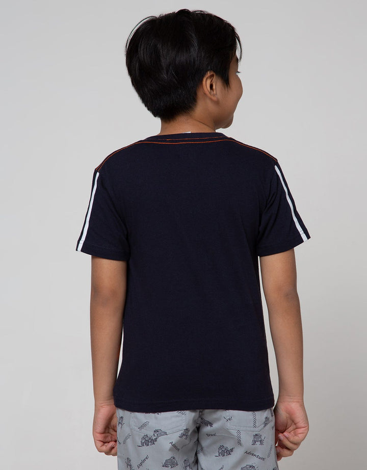 Little M Short Sleeve T-Shirt Dino Splash Piping Tangan