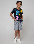 Little M Short Sleeve T-Shirt Dino Splash Piping Tangan